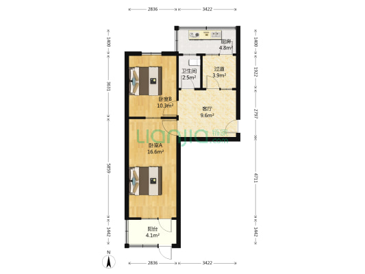 郑密路40号院 2室1厅1卫 59平方