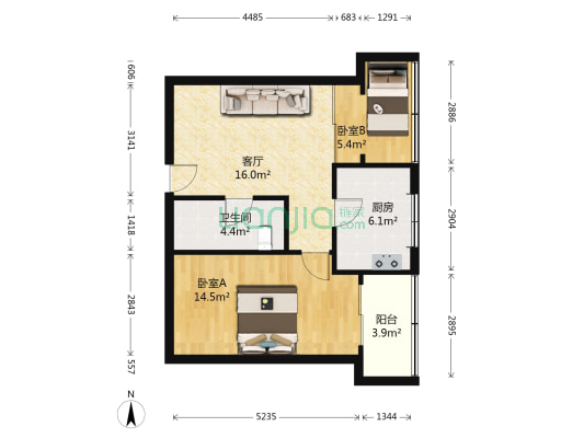 民安小区东直门内北小街 2室1厅1卫 60平方