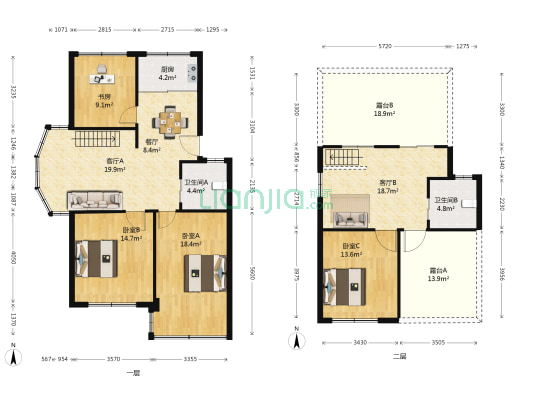 新潮路商住楼 4室3厅2卫 137平方