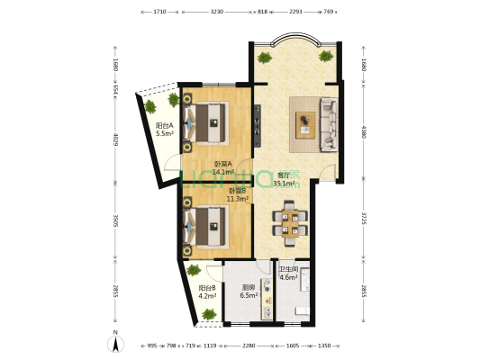和平佳苑 2室1厅1卫 93平方