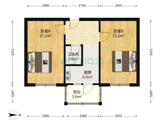 民众街 2室0厅1卫 61平方