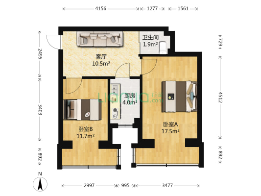 贵阳高层 2室1厅1卫 71平方