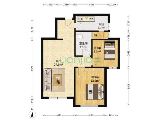 宜禾汇 2室1厅1卫 85平方