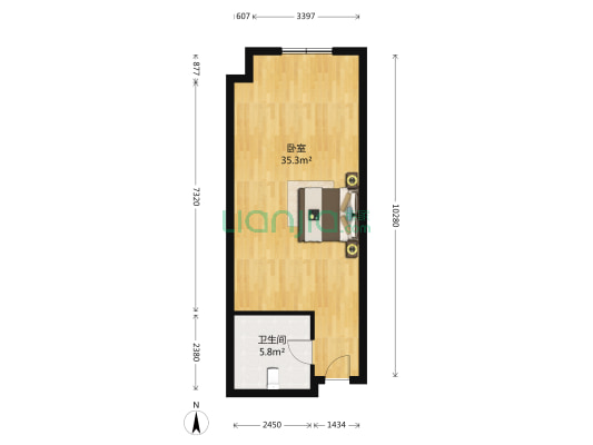 盛大泽西城 1室0厅1卫 62平方