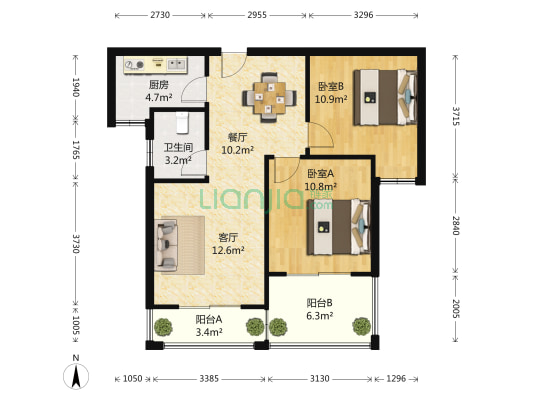 中大长江紫都四期 2室2厅1卫 82平方