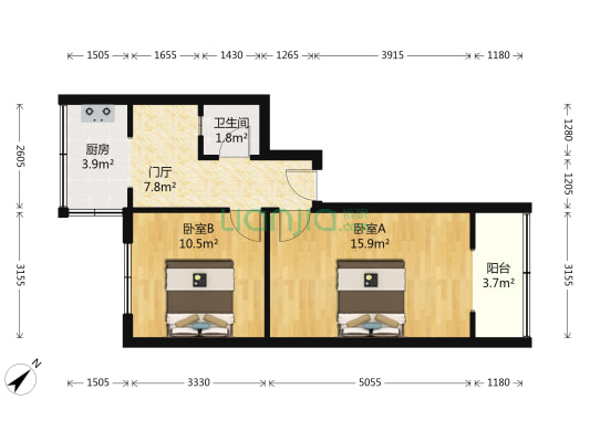 方正东街24号 2室0厅1卫 51平方
