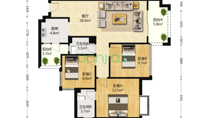 碧美恋城中央二手房实景图