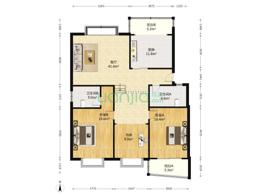 广业小镇南区 3室1厅2卫 139平方