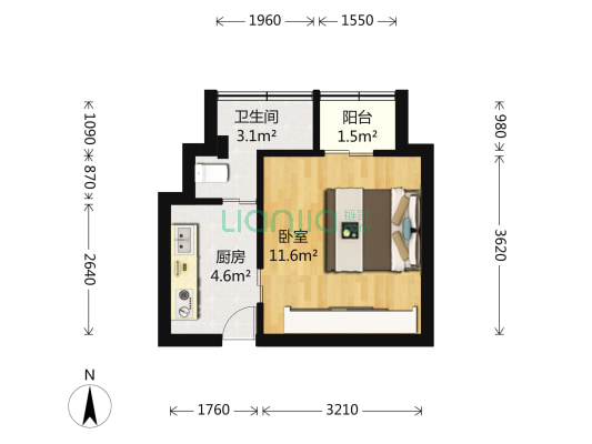 控江五村 1室0厅1卫 25平方
