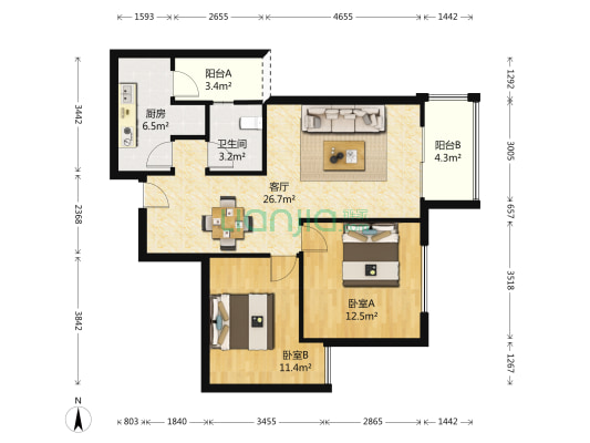 融汇半岛五园湾 2室1厅1卫 81平方