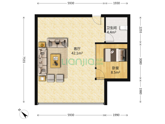 花圃名居 1室1厅1卫 72平方