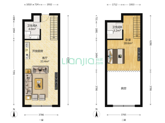 荣域启程 1室1厅2卫 65平方