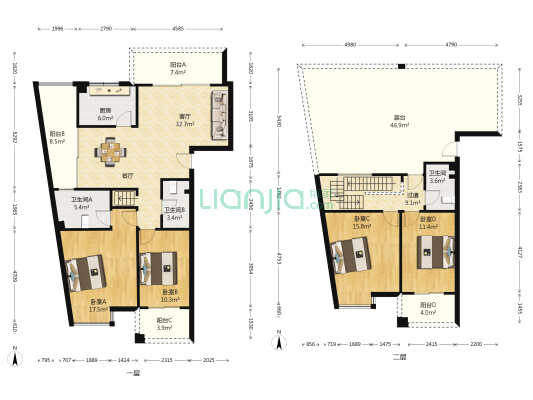 阳光花都 4室1厅3卫 160平方