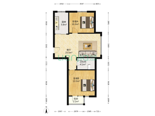 书香府第二期 2室1厅1卫 73平方