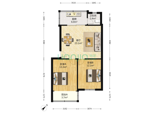新鸿路五冶住宅区 2室1厅1卫 68平方