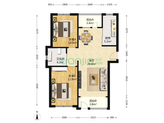 远洋时代城三期 2室1厅1卫 89平方