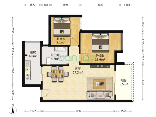 金科10年城东区 2室1厅1卫 73平方