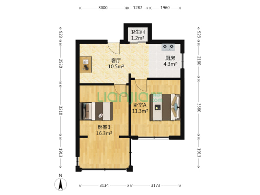 百汇街 2室1厅1卫 54平方
