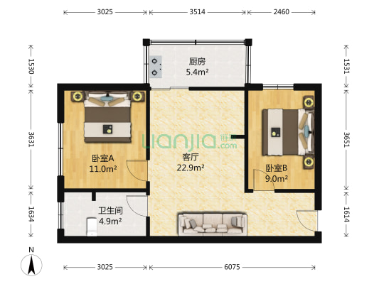 新兴里(塘沽区) 2室1厅1卫 66平方