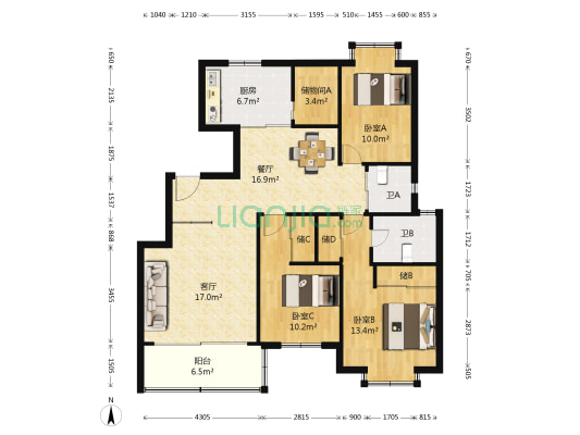 黄龙康城五组团 3室2厅2卫 125平方