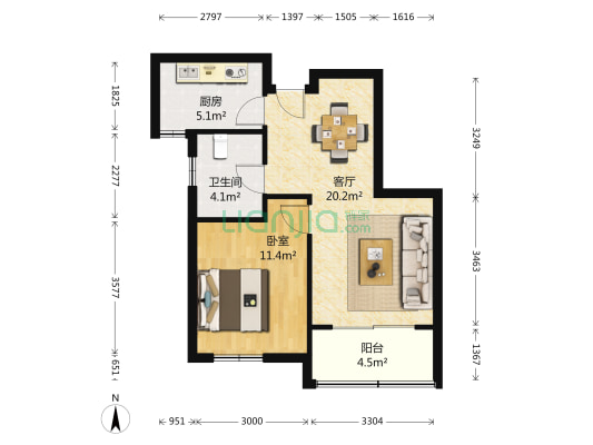 华山花园 1室1厅1卫 70平方