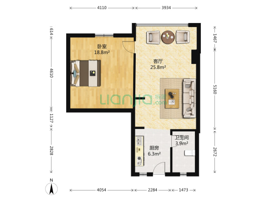 河畔星辉 1室1厅1卫 52平方