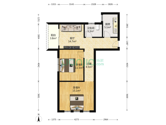 光彩·百盟城市广场 2室1厅1卫 83平方