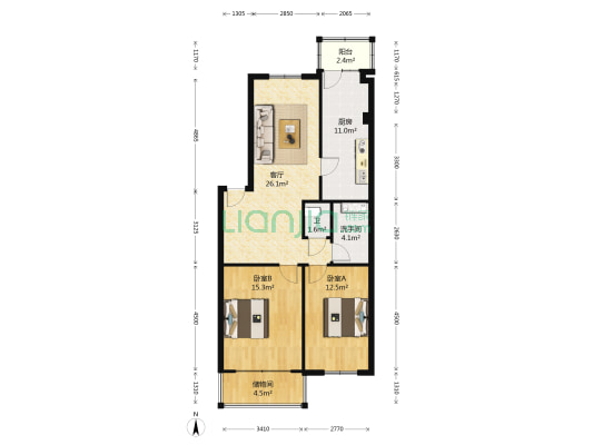 青浦公寓 2室1厅2卫 102平方
