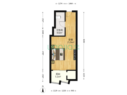 董事汇云尚公馆 1室0厅1卫 49平方
