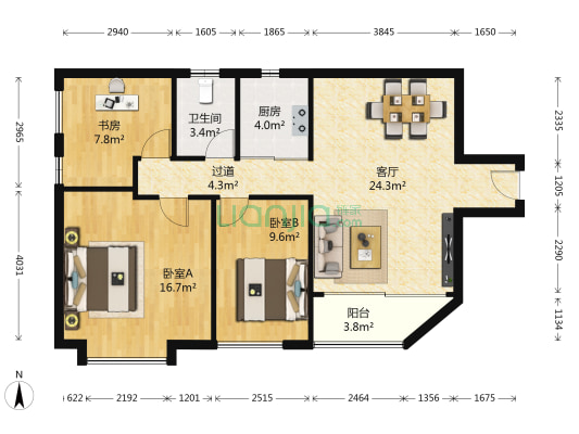 和风雅居 3室1厅1卫 103平方
