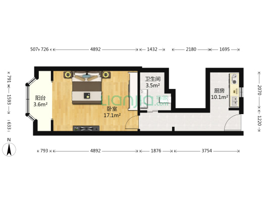 青松小区 1室0厅1卫 50平方