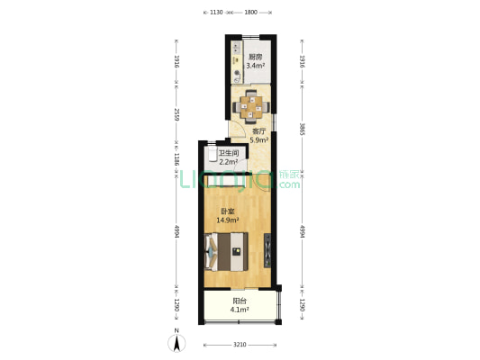 高云岭 1室1厅1卫 40平方