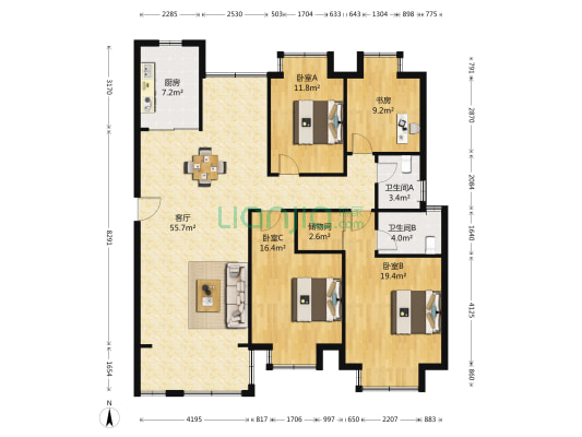 景悦星湖（南区） 4室1厅2卫 148平方