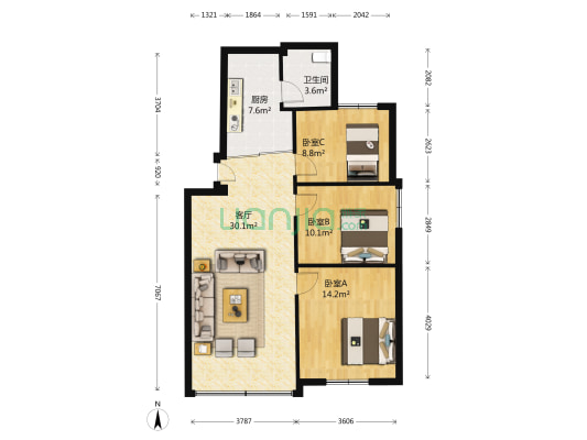 教师新村 3室1厅1卫 92平方