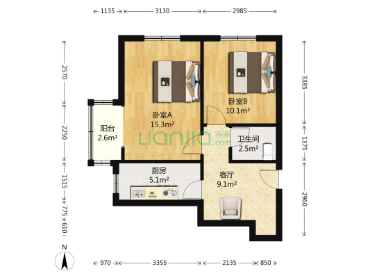 建设巷小区 2室1厅1卫 58平方