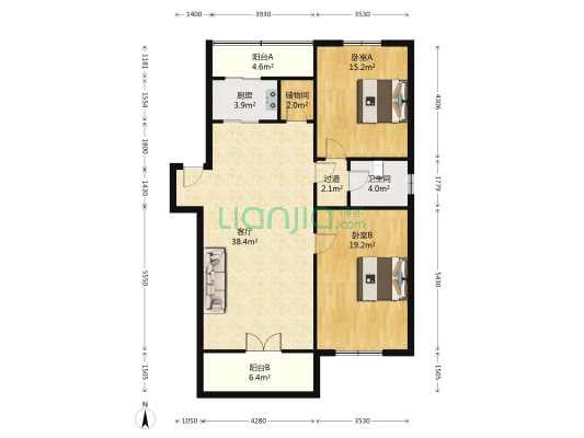 和光园 2室1厅1卫 121平方