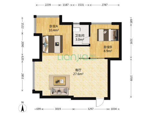 未来城 2室1厅1卫 81平方