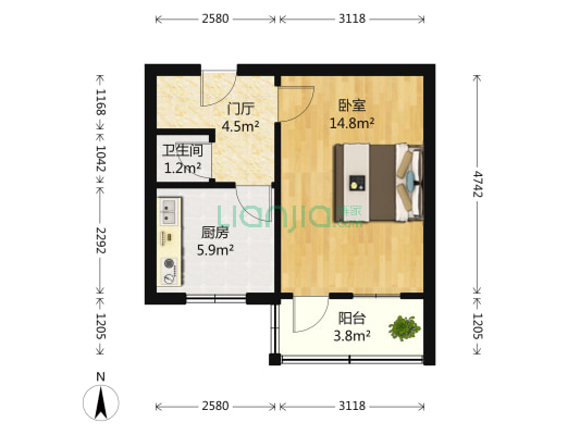 英雄山路116号 1室0厅1卫 36平方