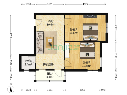拥翠小区 2室1厅1卫 62平方