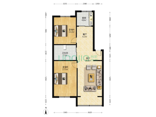 桃源新区 2室2厅1卫 97平方