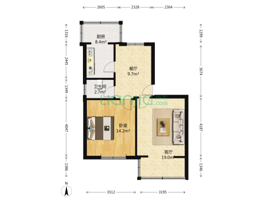 祥和小区 1室2厅1卫 65平方