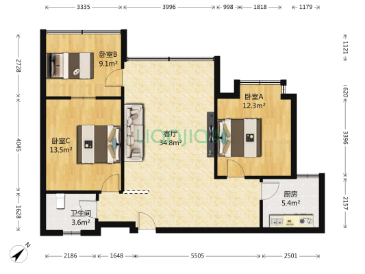 雅湘居 3室1厅1卫 85平方