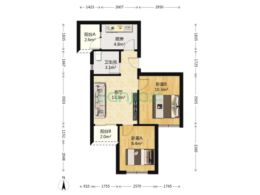 宏宁天成 2室1厅1卫 55平方