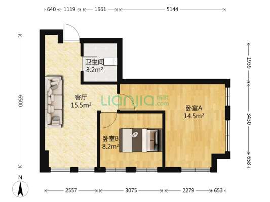 秀东尚座 2室1厅1卫 69平方