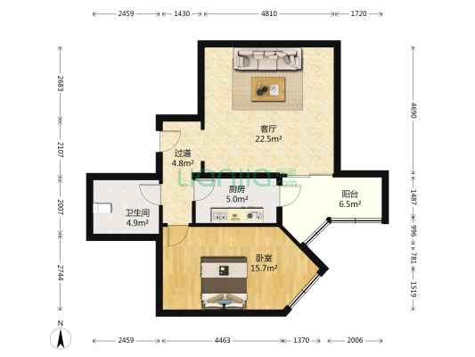 角门15号院 1室1厅1卫 73平方