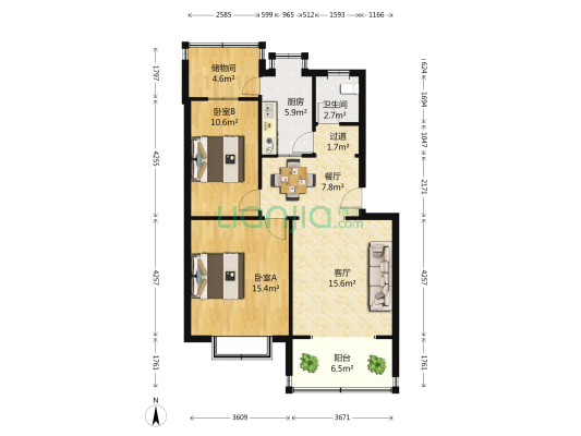 郑州日化公司东风路家属院 2室2厅1卫 85平方
