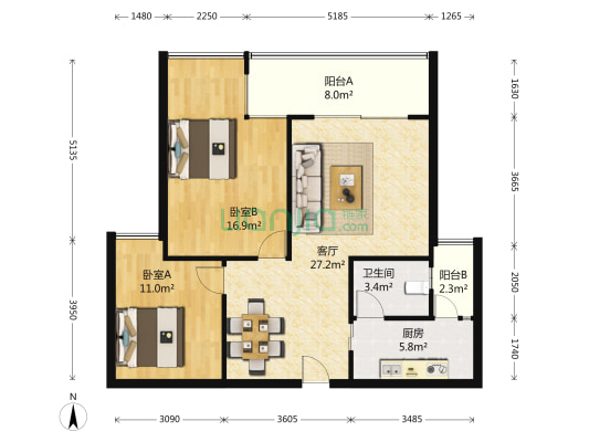 协信云栖谷 2室1厅1卫 93平方