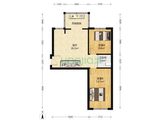 万新东苑 2室1厅1卫 70平方