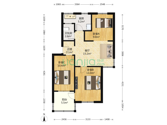 淮河东路69号 3室1厅1卫 80平方