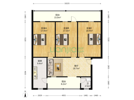 三合小区 3室1厅1卫 108平方